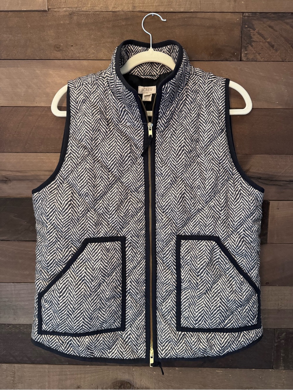 J. Crew Women’s Navy & White Herringbone Vest